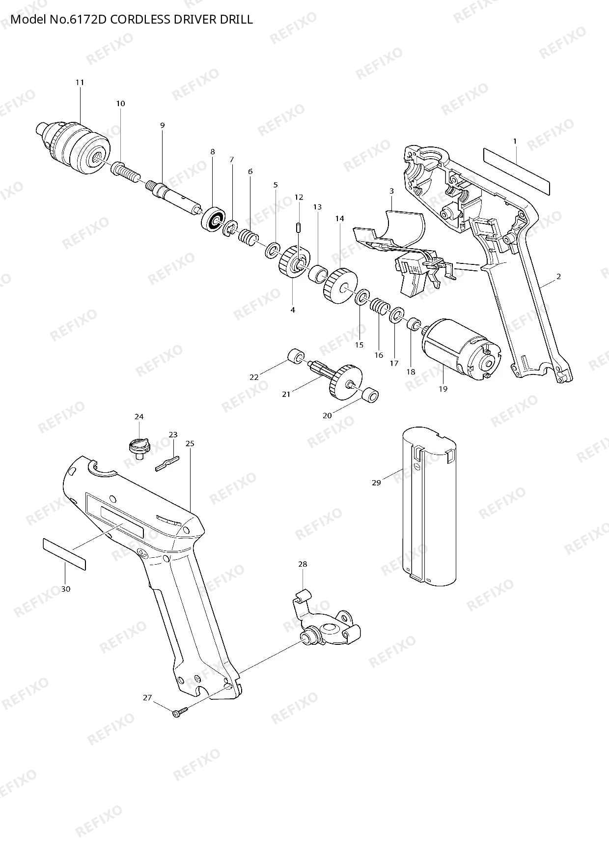 Деталировка MAKITA 6172D — схема запчастей в разборе