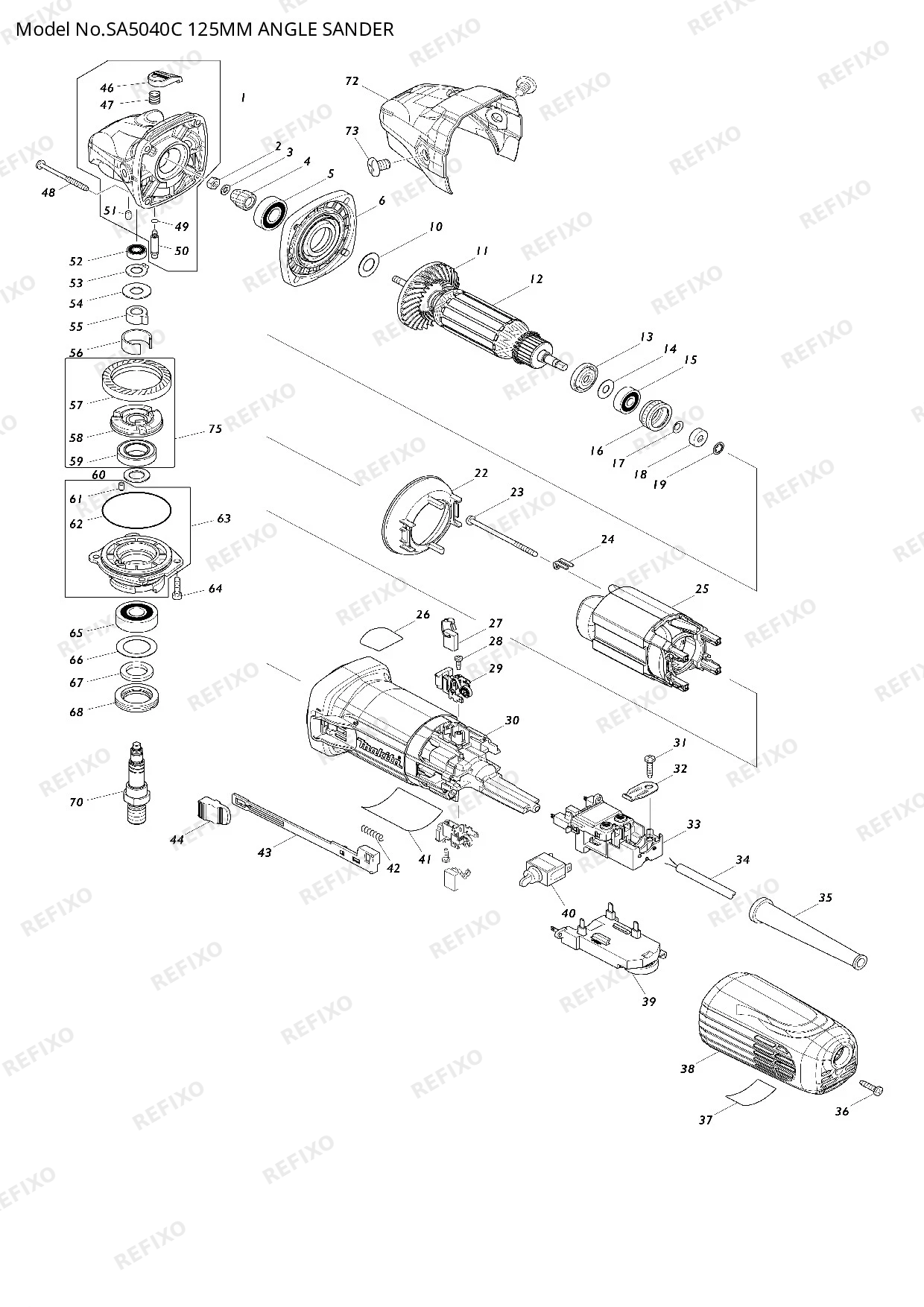 Деталировка MAKITA SA5040C — схема запчастей в разборе