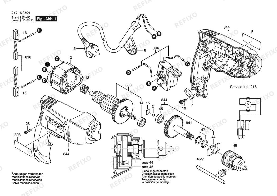 Деталировка Bosch Дрель GBM 350 | 230 V | 009 - CN (0 601 13A 043) — схема запчастей в разборе