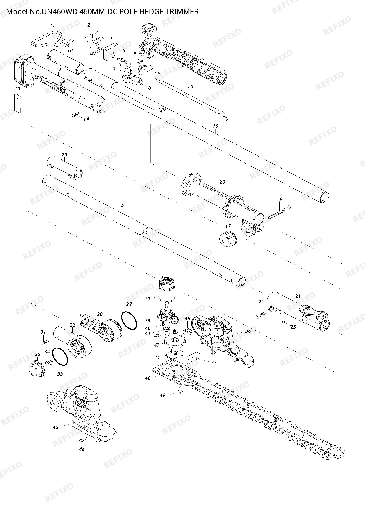 Деталировка MAKITA UN460WD — схема запчастей в разборе