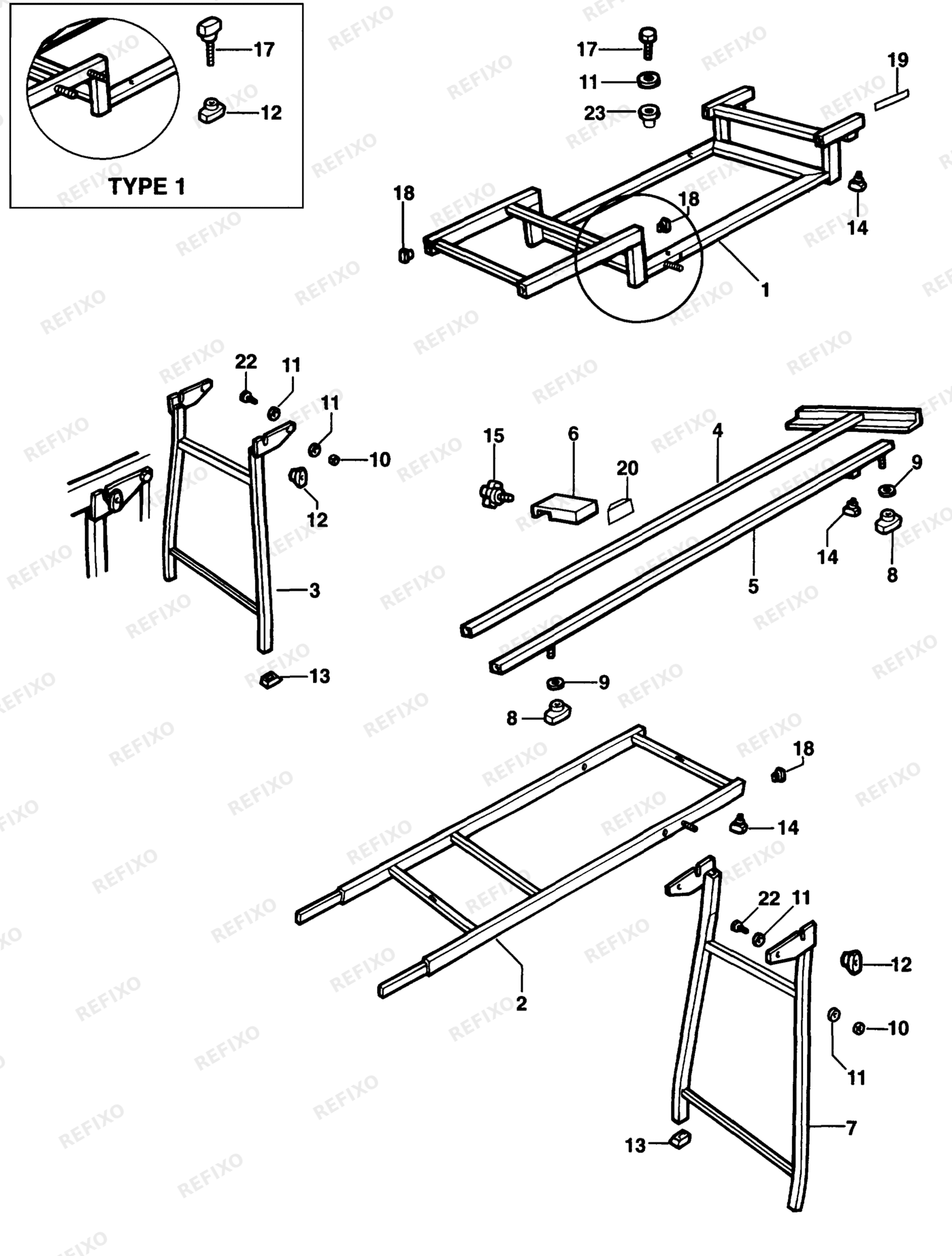 Деталировка DeWalt DE7043-XJ TYPE 1 AUSZIEHTISCH DE7043-XJ DE7043 — схема запчастей в разборе