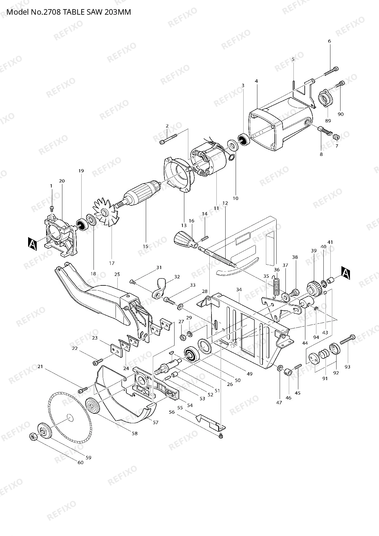 Деталировка MAKITA 2708 — схема запчастей в разборе