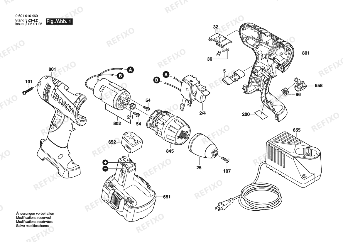 Деталировка Bosch Аккумуляторный -Mittelgriffschrauber 32614 | 14.4 V | 061 - US (0 601 916 470) — схема запчастей в разборе