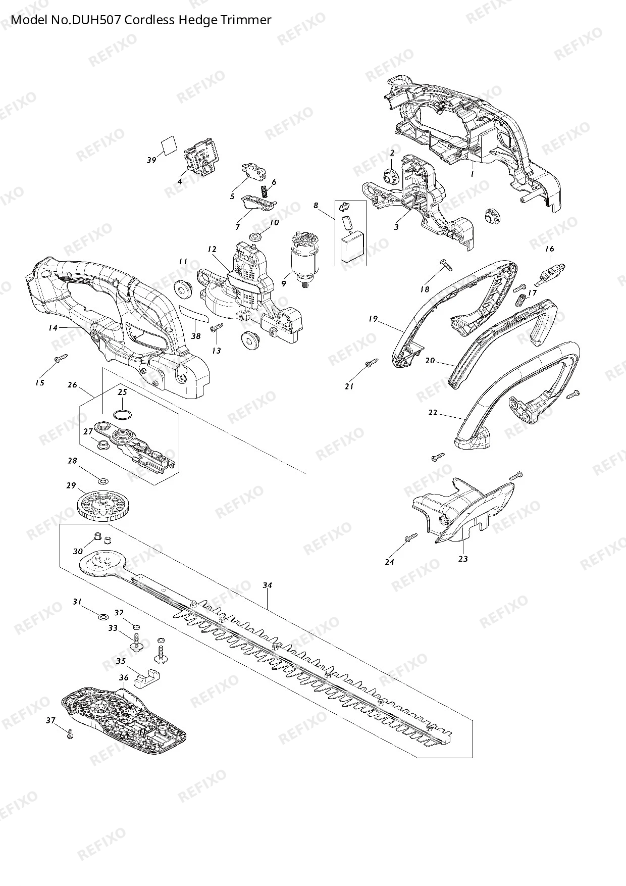 Деталировка MAKITA DUH507 — схема запчастей в разборе