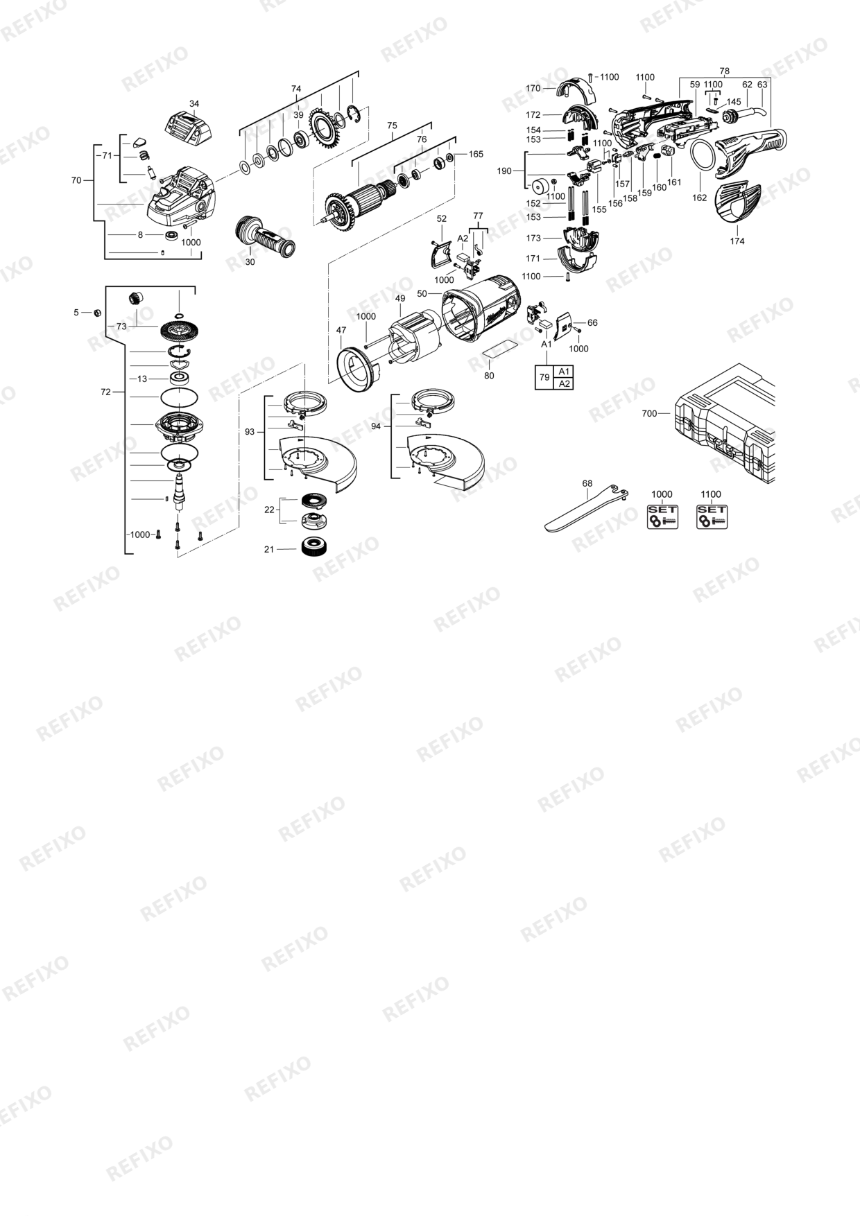 Деталировка MILWAUKEE AGVKB 24 230EKXKIT 4933471465 4000468173 — схема запчастей в разборе