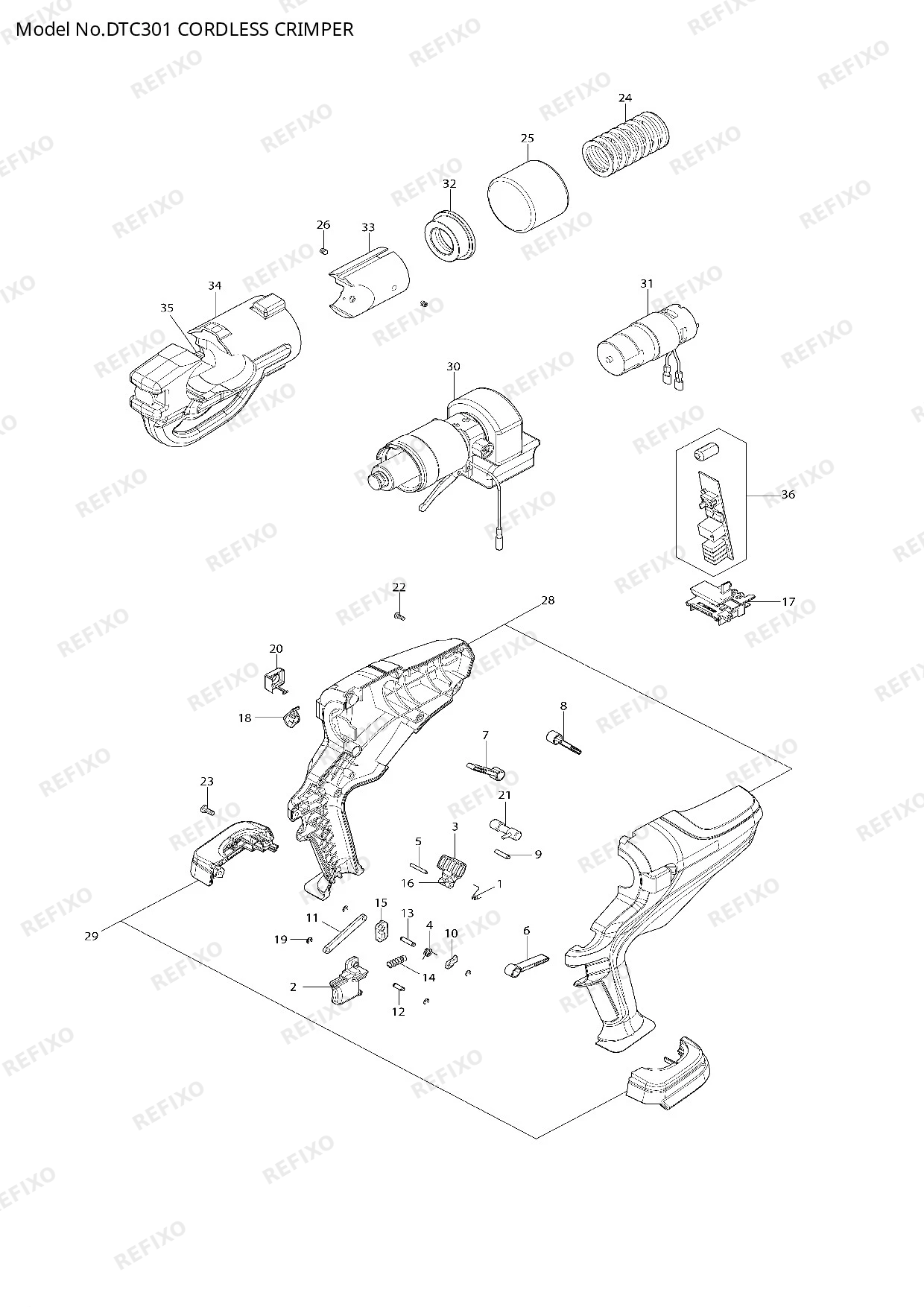 Деталировка MAKITA DTC301 — схема запчастей в разборе