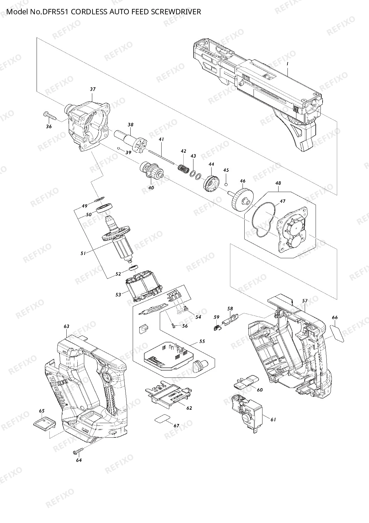 Деталировка MAKITA DFR551 — схема запчастей в разборе
