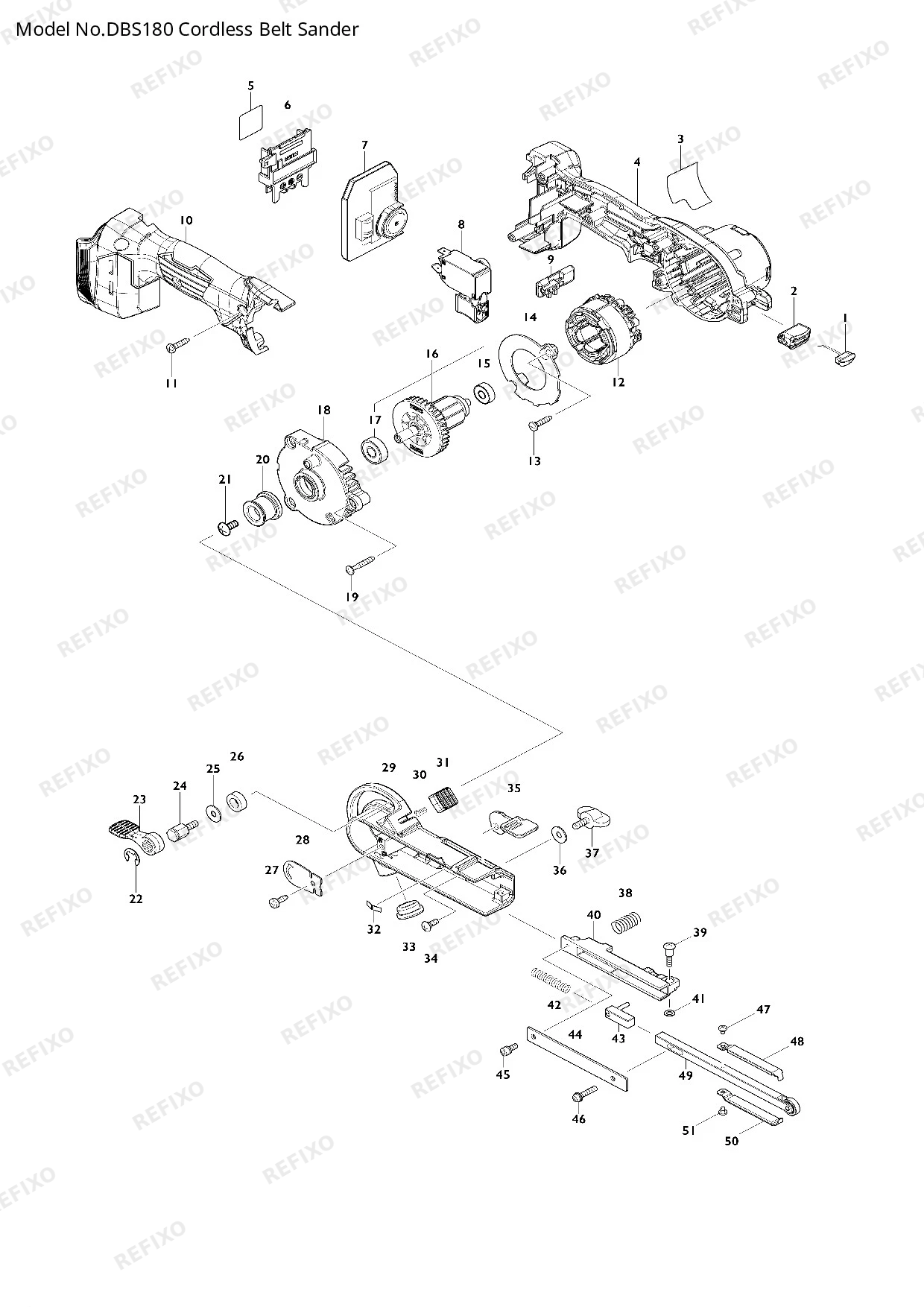 Деталировка MAKITA DBS180 — схема запчастей в разборе
