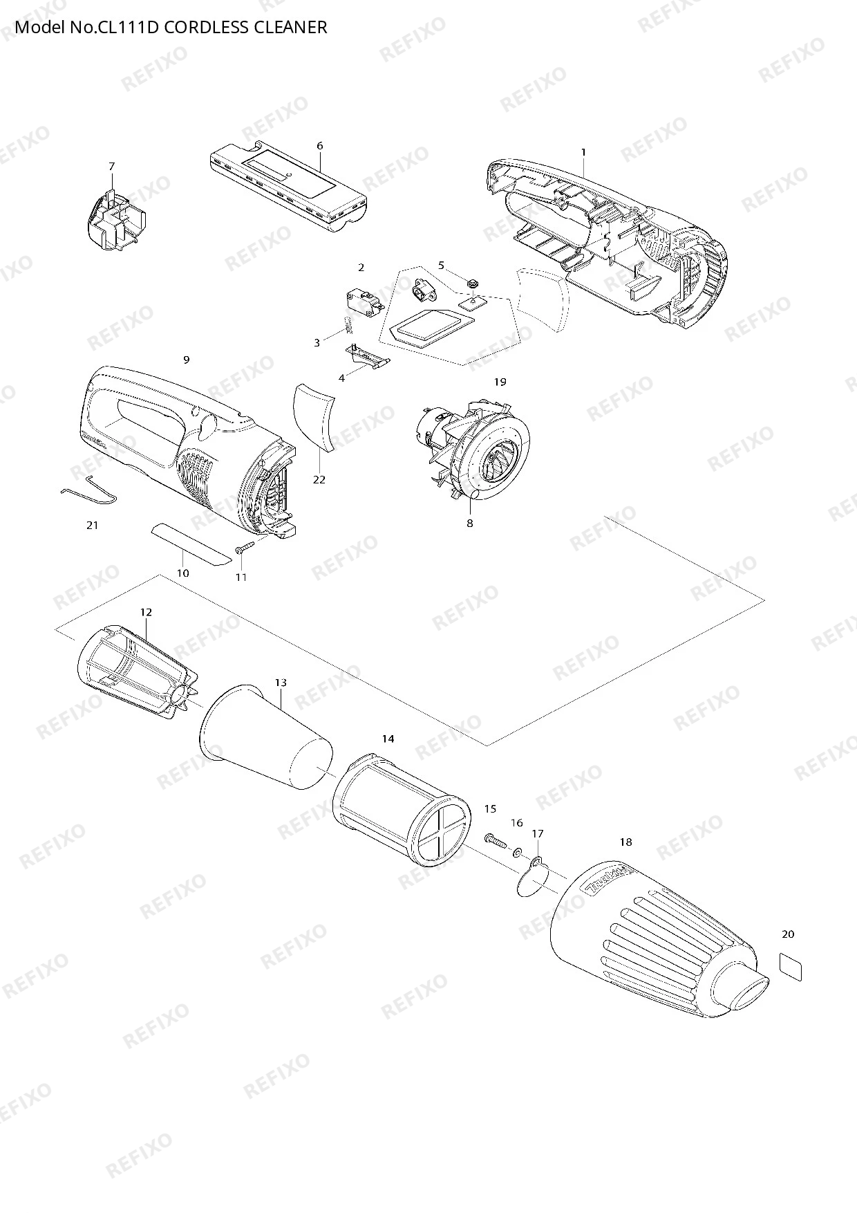 Деталировка MAKITA CL111D — схема запчастей в разборе
