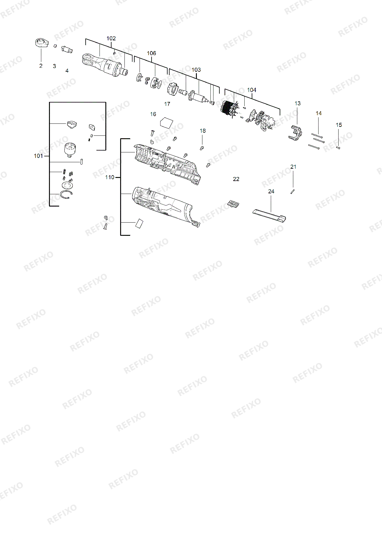 Деталировка MILWAUKEE M12FHIR14 0 4933478171 4000483062 — схема запчастей в разборе