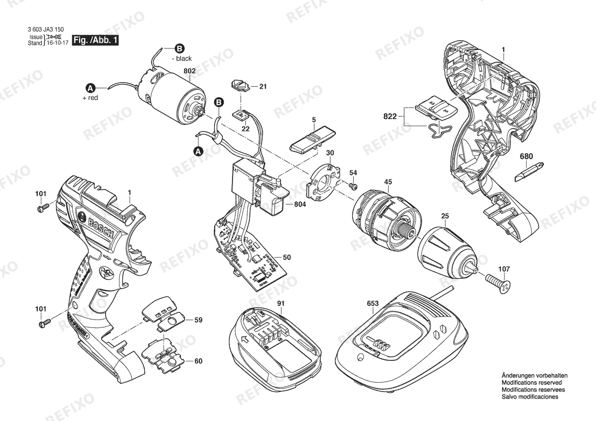 Деталировка Bosch Аккумуляторный шуруповёрт PSB 1800 LI-2 | 18 V (3 603 JA3 350) — схема запчастей в разборе