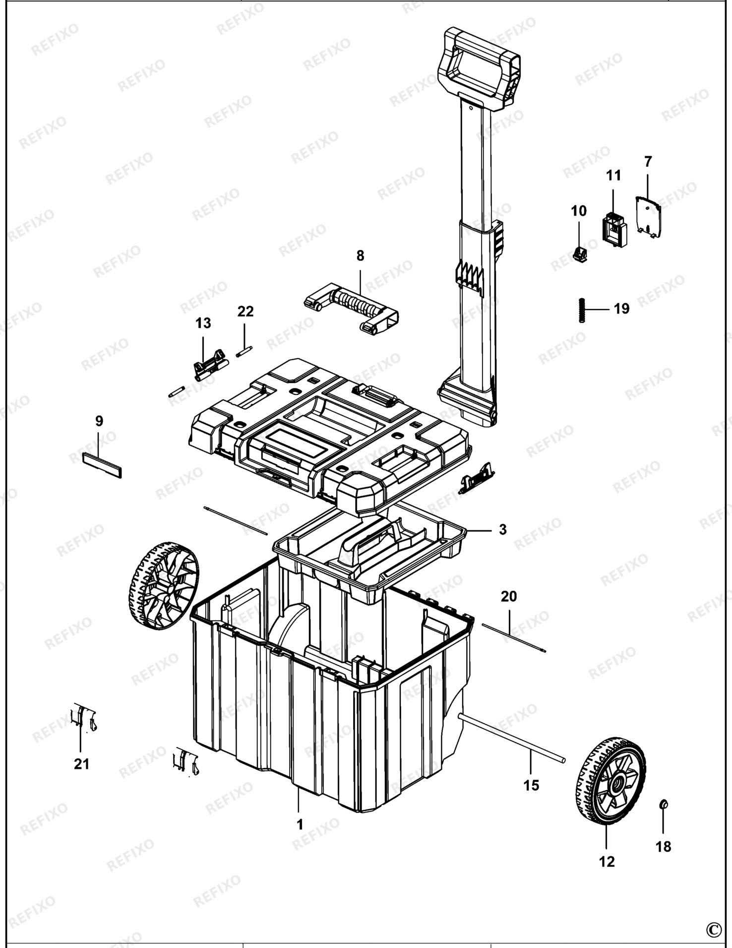 Деталировка DeWalt DWST1-75799-XJ TYPE 1 KOFFER DWST1-75799-XJ DWST1-75799 — схема запчастей в разборе