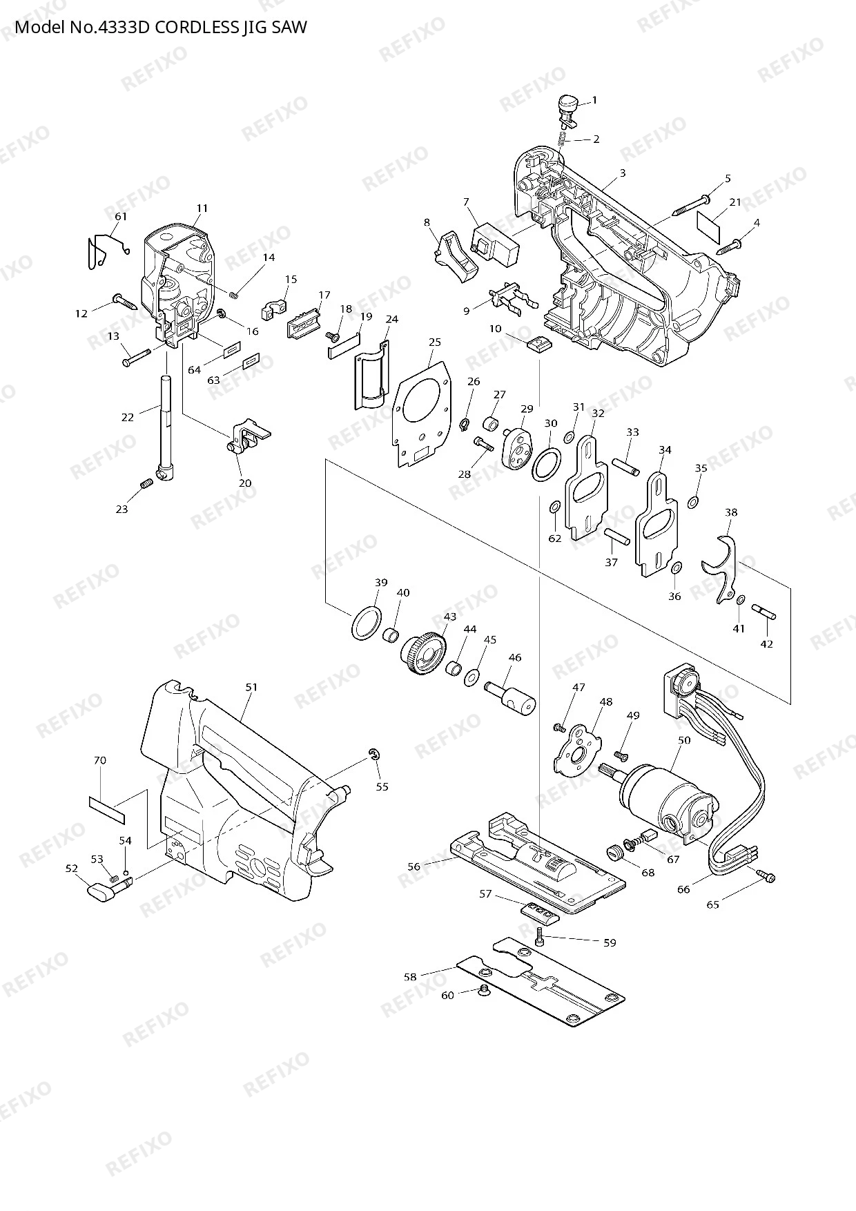 Деталировка MAKITA 4333D — схема запчастей в разборе