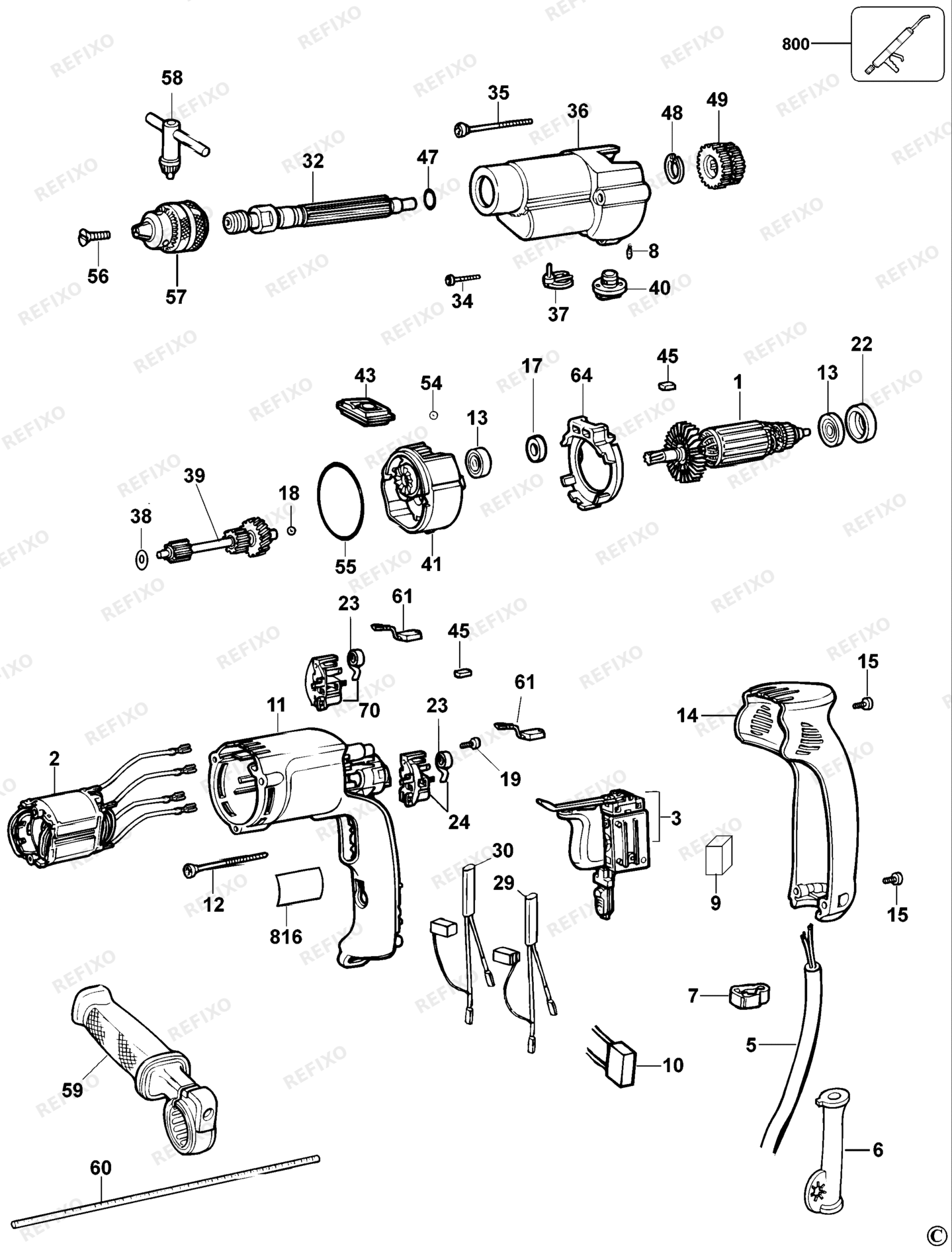 Деталировка DeWalt DW241-LX TYPE 2 BOHRER DW241-LX DW241 — схема запчастей в разборе