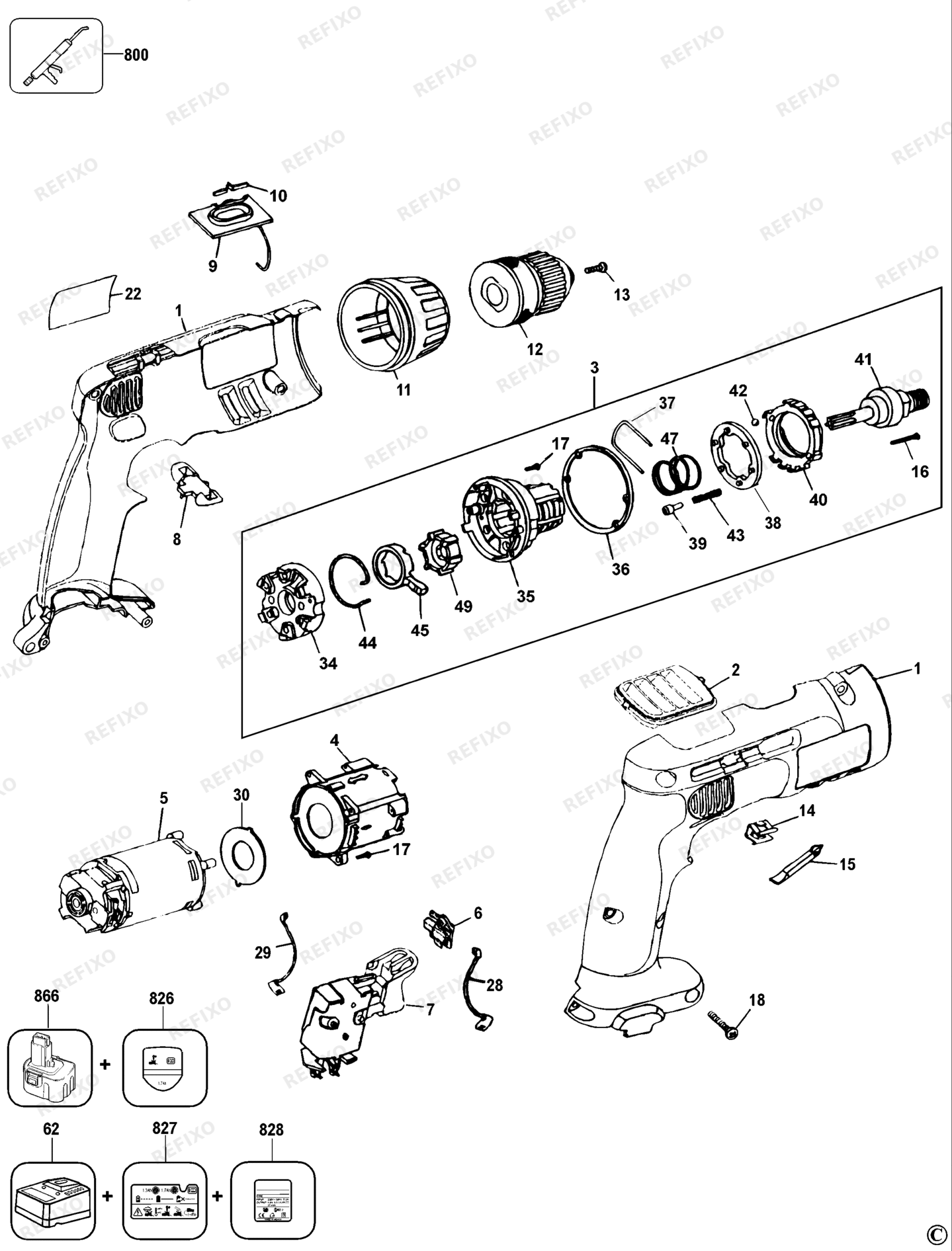Деталировка DeWalt DW996-QW TYPE 5 аккумуляторный - дрель DW996-QW DW996 — схема запчастей в разборе