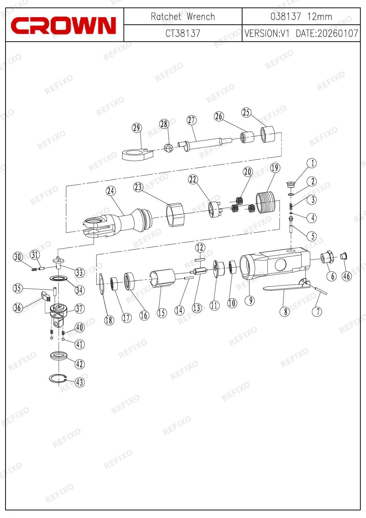 Деталировка CROWN CT38137 — схема запчастей в разборе