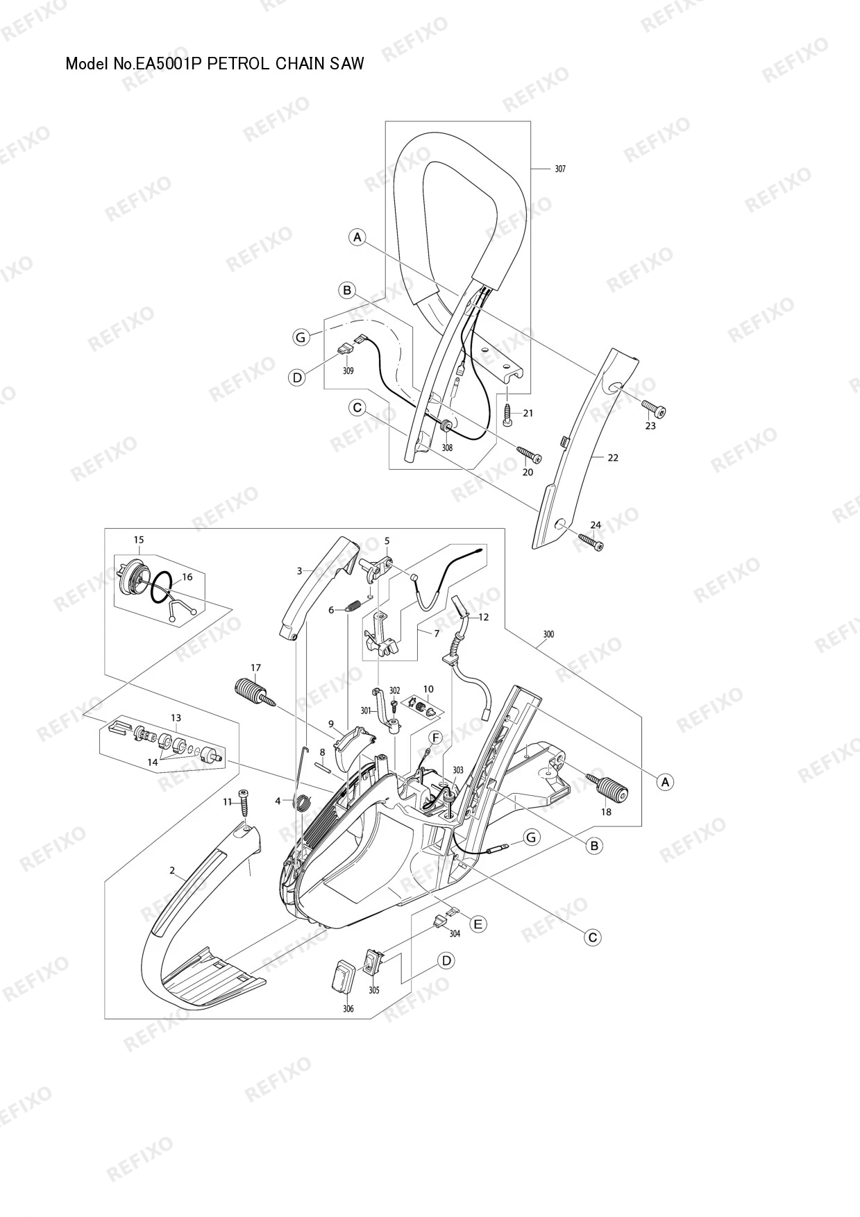 Деталировка MAKITA EA5001P — схема запчастей в разборе