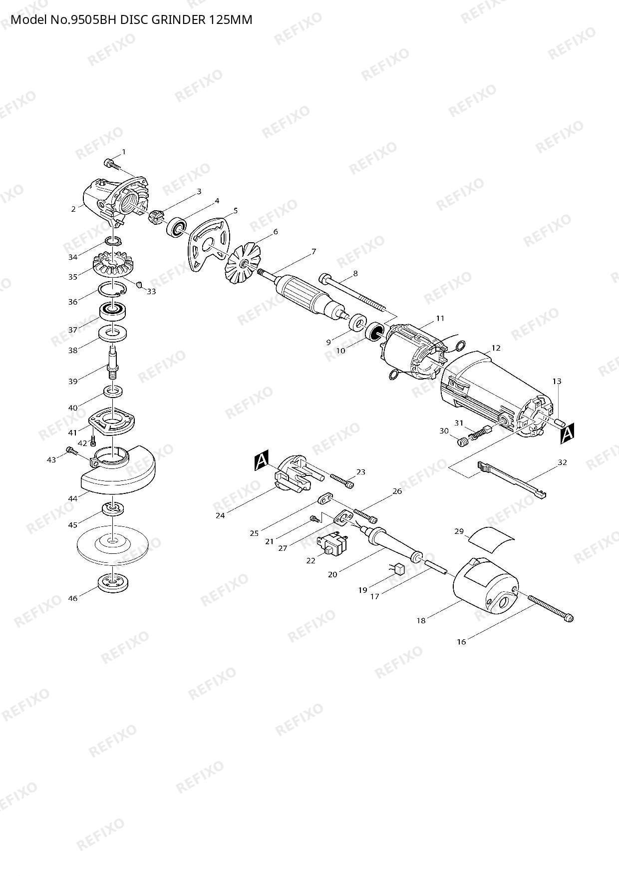 Деталировка MAKITA 9505BH — схема запчастей в разборе