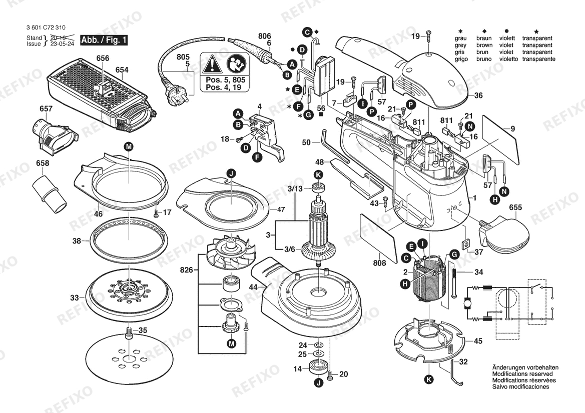 Деталировка Bosch Эксцентриковая шлифмашина GEX 34-125 | 120 V | 061 - US (3 601 C72 310) — схема запчастей в разборе