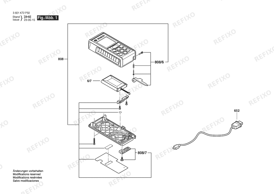 Деталировка Bosch Entfernungsmesser GLM 100 Prof. AP | 026 - AS (3 601 K72 P40) — схема запчастей в разборе