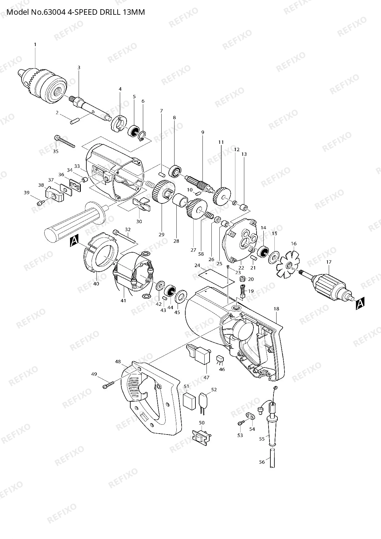 Деталировка MAKITA 63004 — схема запчастей в разборе