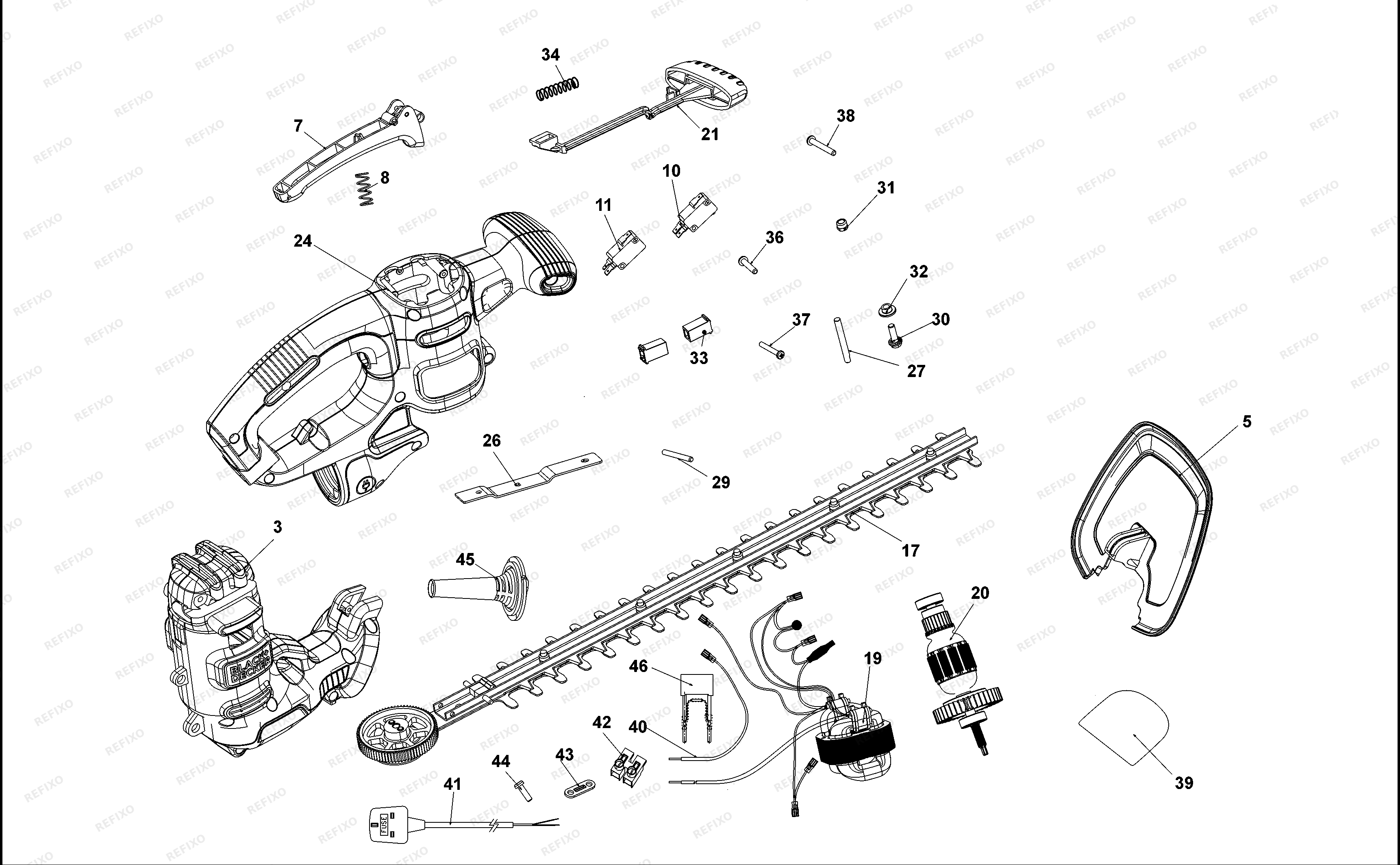 Black&Decker КУСТОРЕЗ BEHT201 — схема запчастей