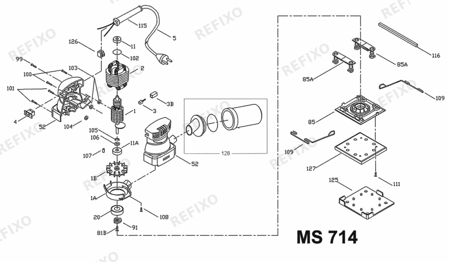 Деталировка Flex MS 714 230CEE-PC 259374 — схема запчастей в разборе