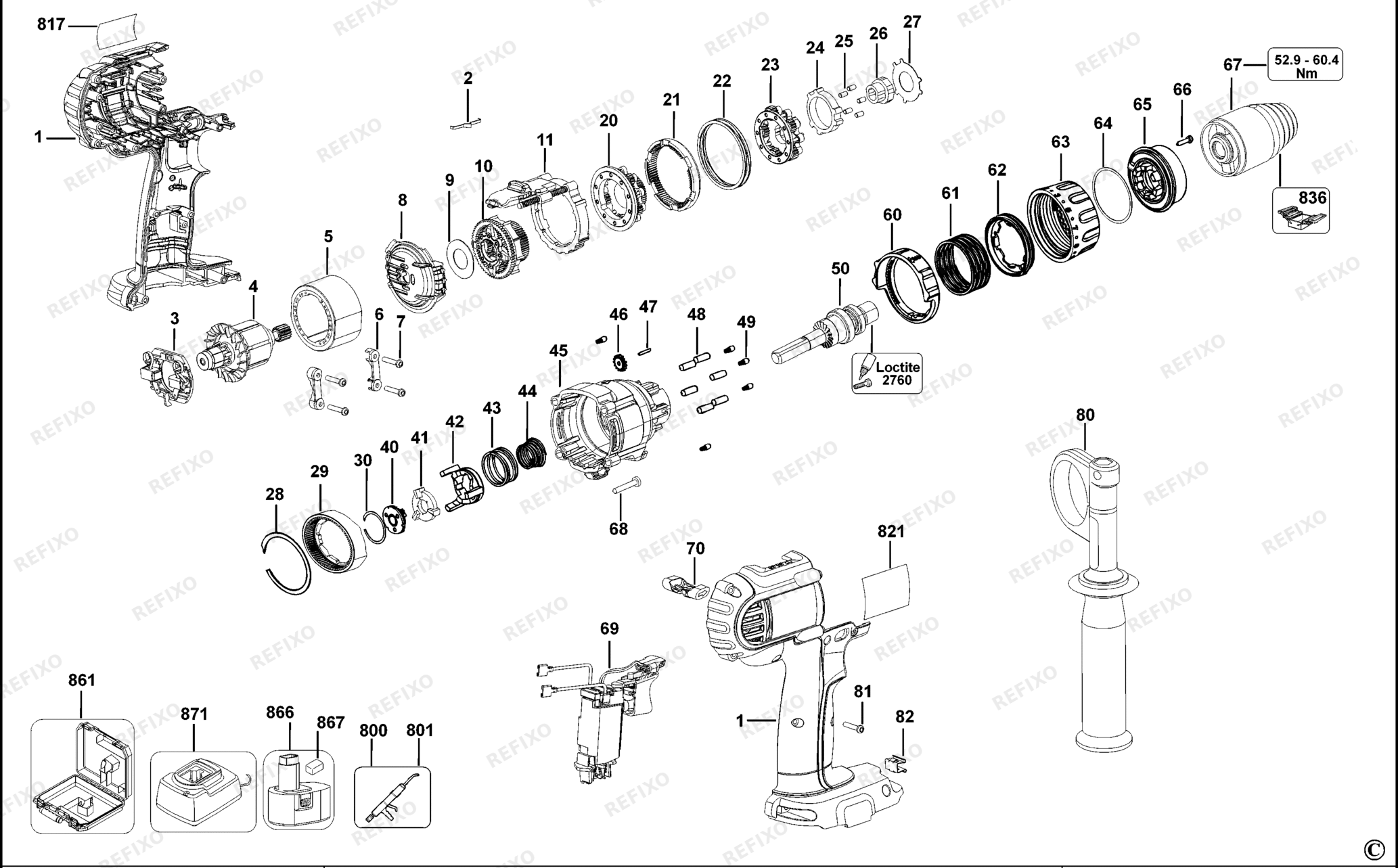 Деталировка DeWalt DCD945-QW TYPE 10 KOMBINATIONSEINHEIT DCD945-QW DCD945 — схема запчастей в разборе