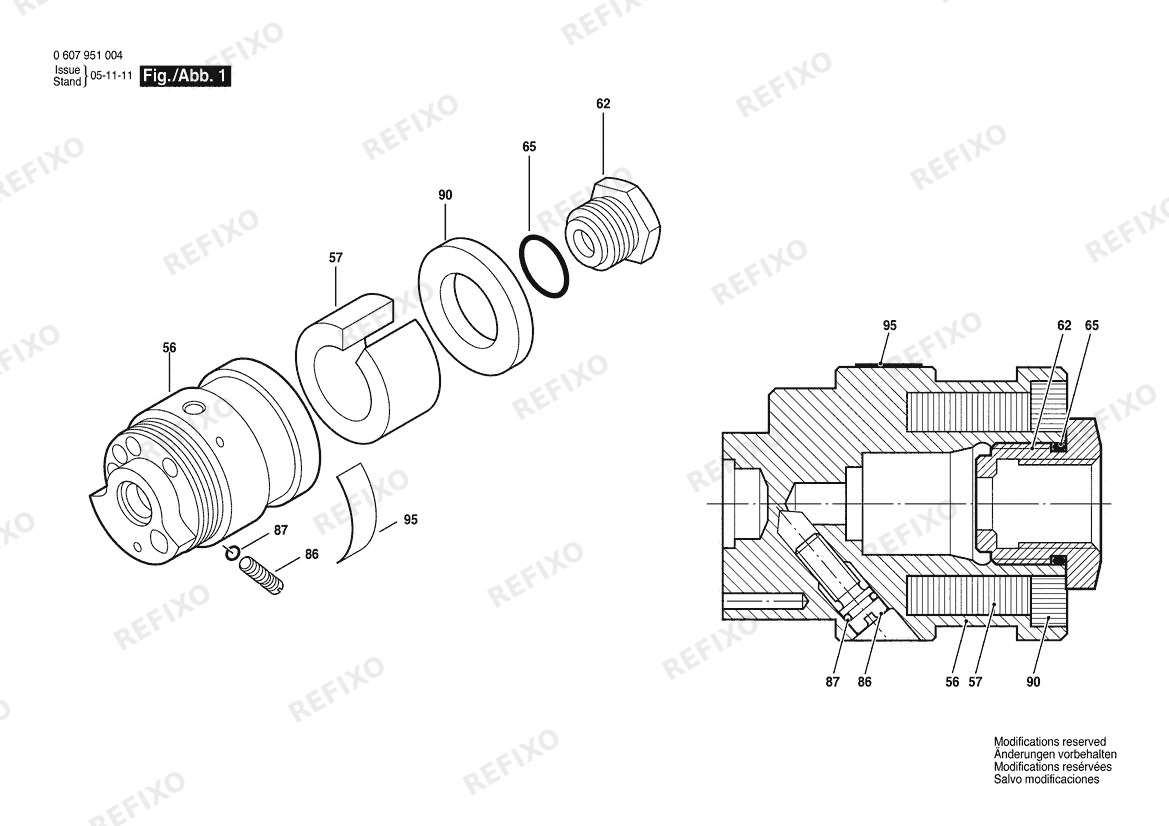Деталировка Bosch Ventilgehäuse OEM (0 607 951 004) — схема запчастей в разборе
