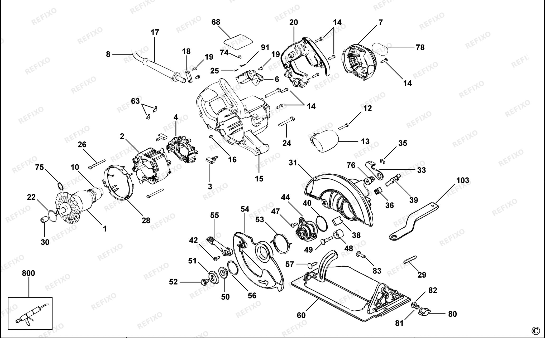 Деталировка DeWalt DW367-XJ TYPE 1 KREISSGE DW367-XJ DW367 — схема запчастей в разборе