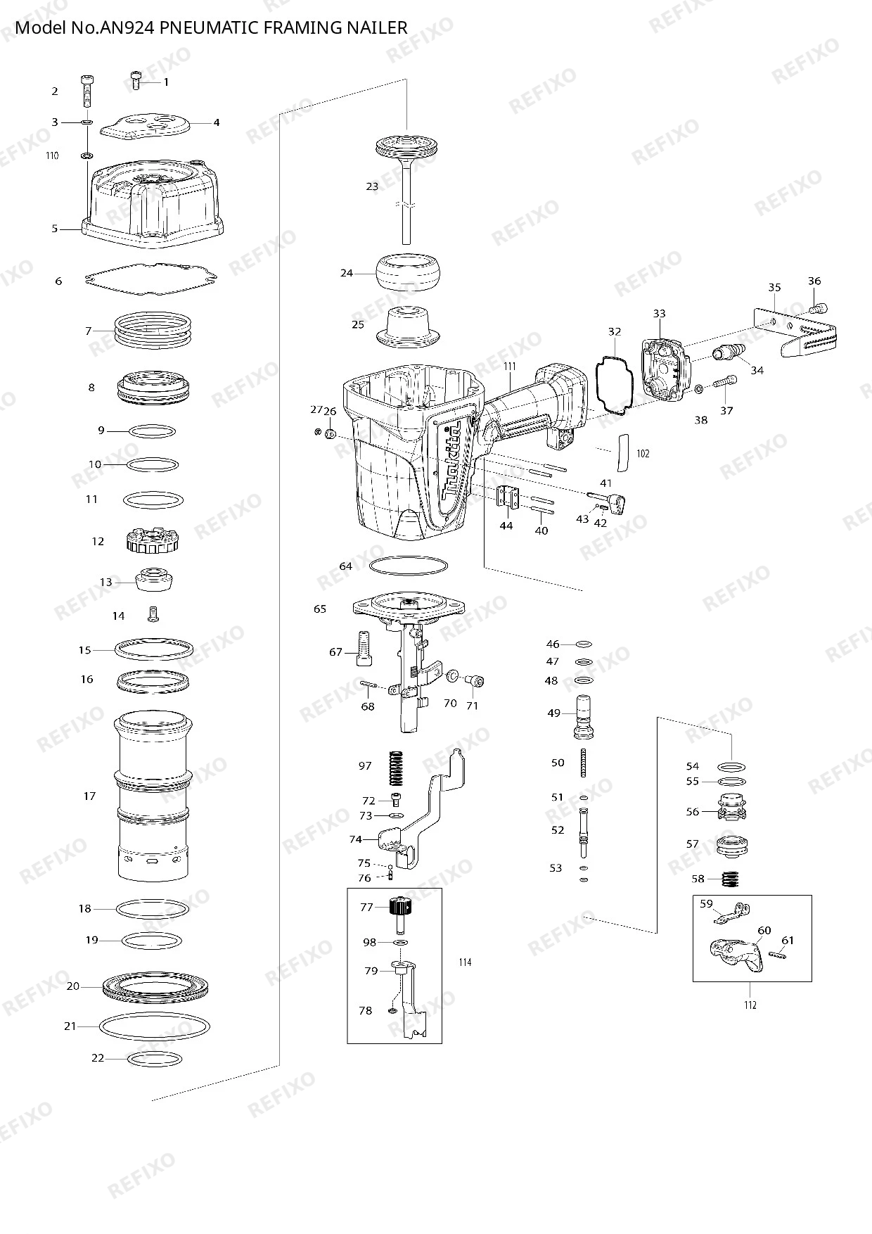 Деталировка MAKITA AN924 — схема запчастей в разборе