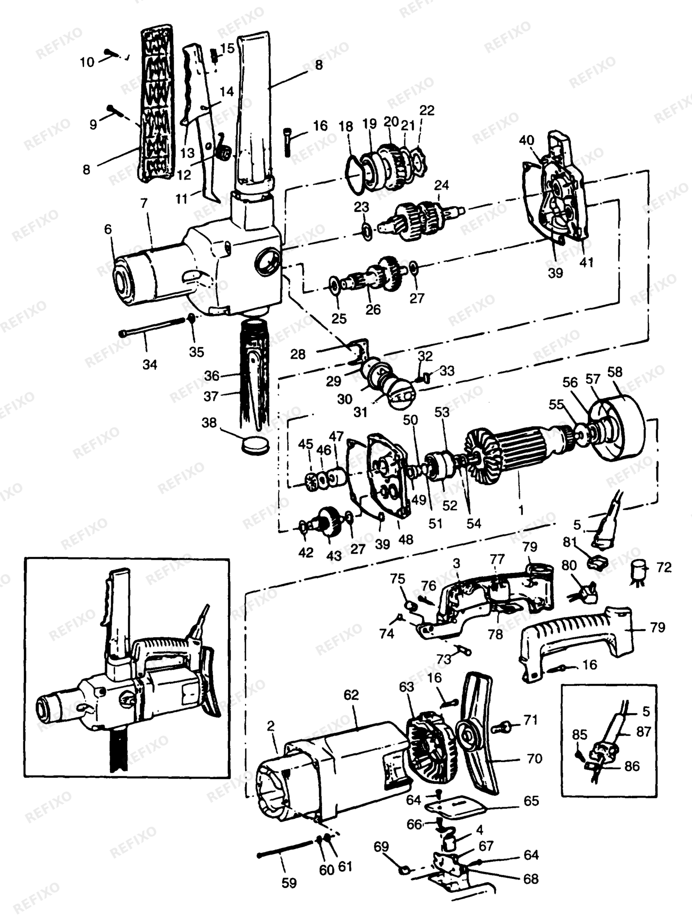 Деталировка DeWalt DW153-DE TYPE 1 BOHRER DW153-DE DW153 — схема запчастей в разборе
