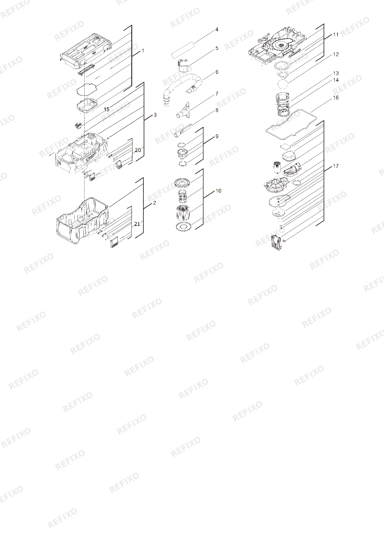 Деталировка MILWAUKEE M18VC2 4933464029 4000460330 — схема запчастей в разборе