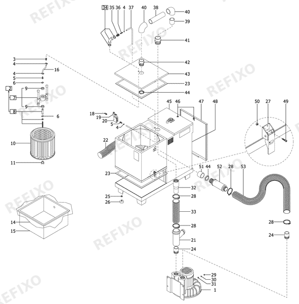 Деталировка Festool Turbo 3091 - Absaugturbine 273555 — схема запчастей в разборе
