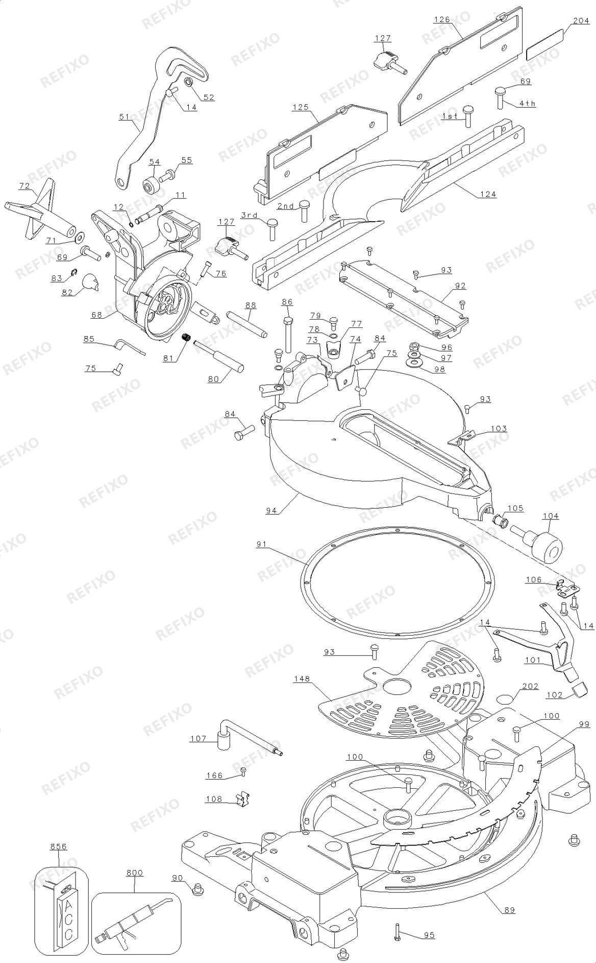 Деталировка DeWalt DW706E-QS TYPE 1 305MM MITRE SAW DW706E-QS DW706E — схема запчастей в разборе