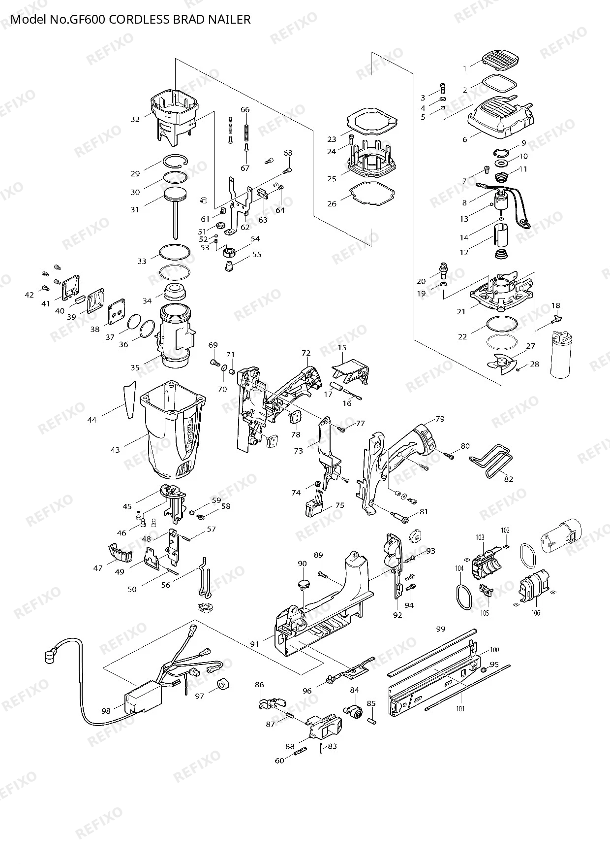 Деталировка MAKITA GF600 — схема запчастей в разборе
