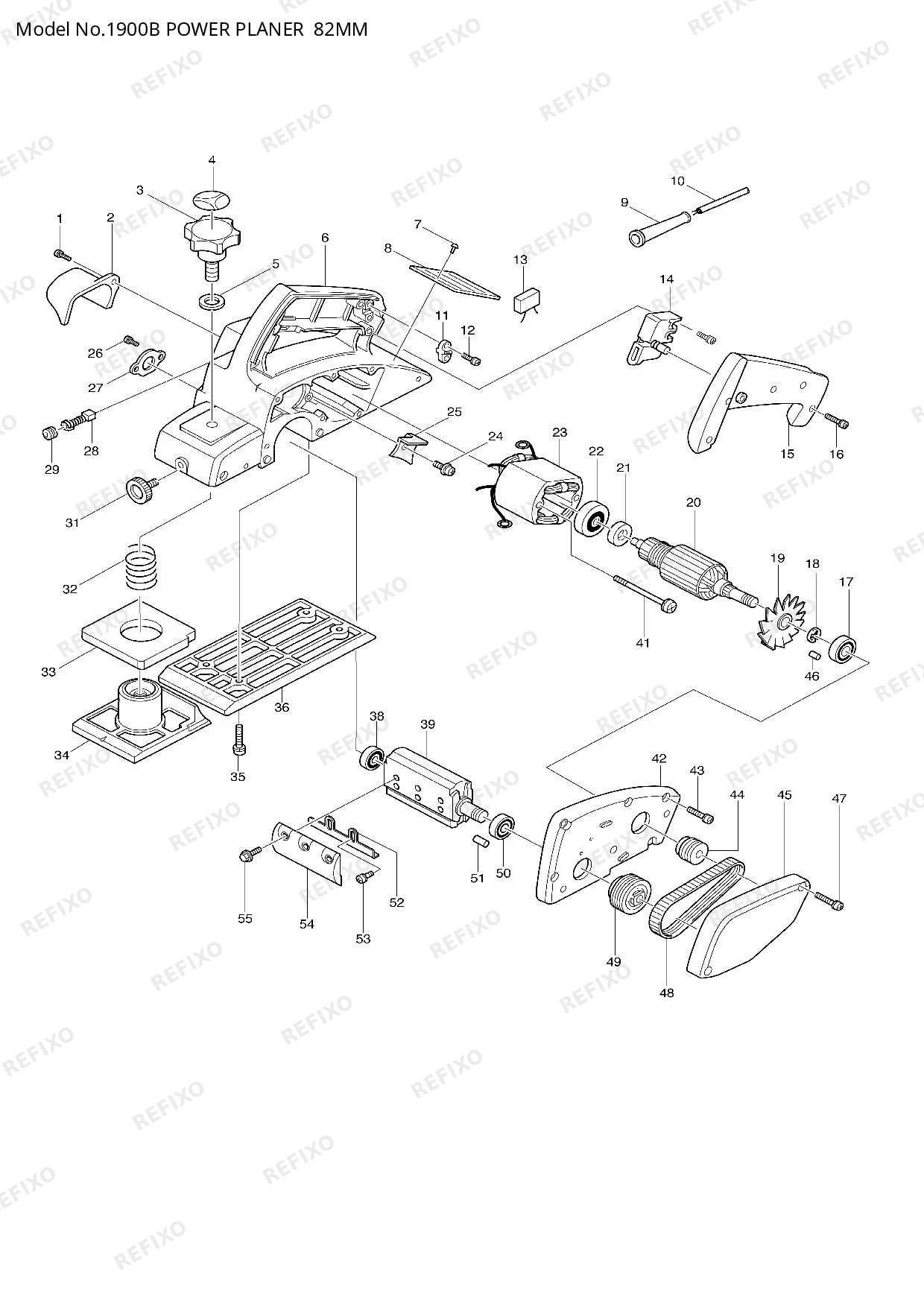 Деталировка MAKITA 1900B — схема запчастей в разборе