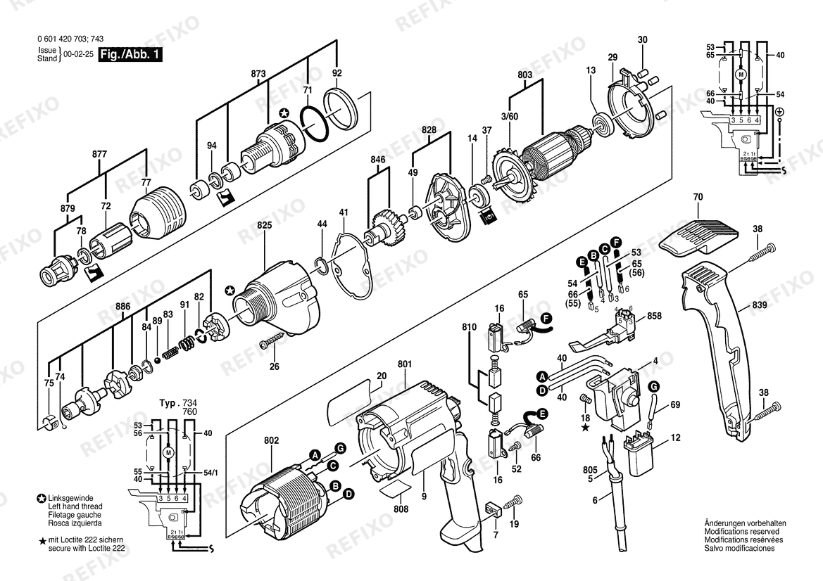 Деталировка Bosch Шуруповёрт GSR 6-40 TE | 230 V | 009 - CN (0 601 420 743) — схема запчастей в разборе