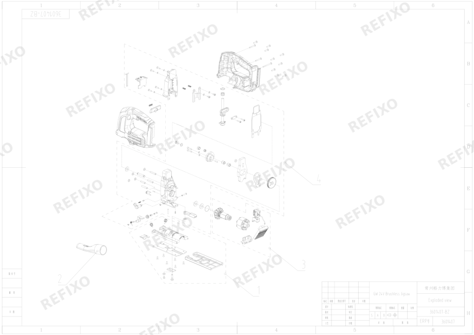 Деталировка Greenworks 3601407-Exploded view — схема запчастей в разборе
