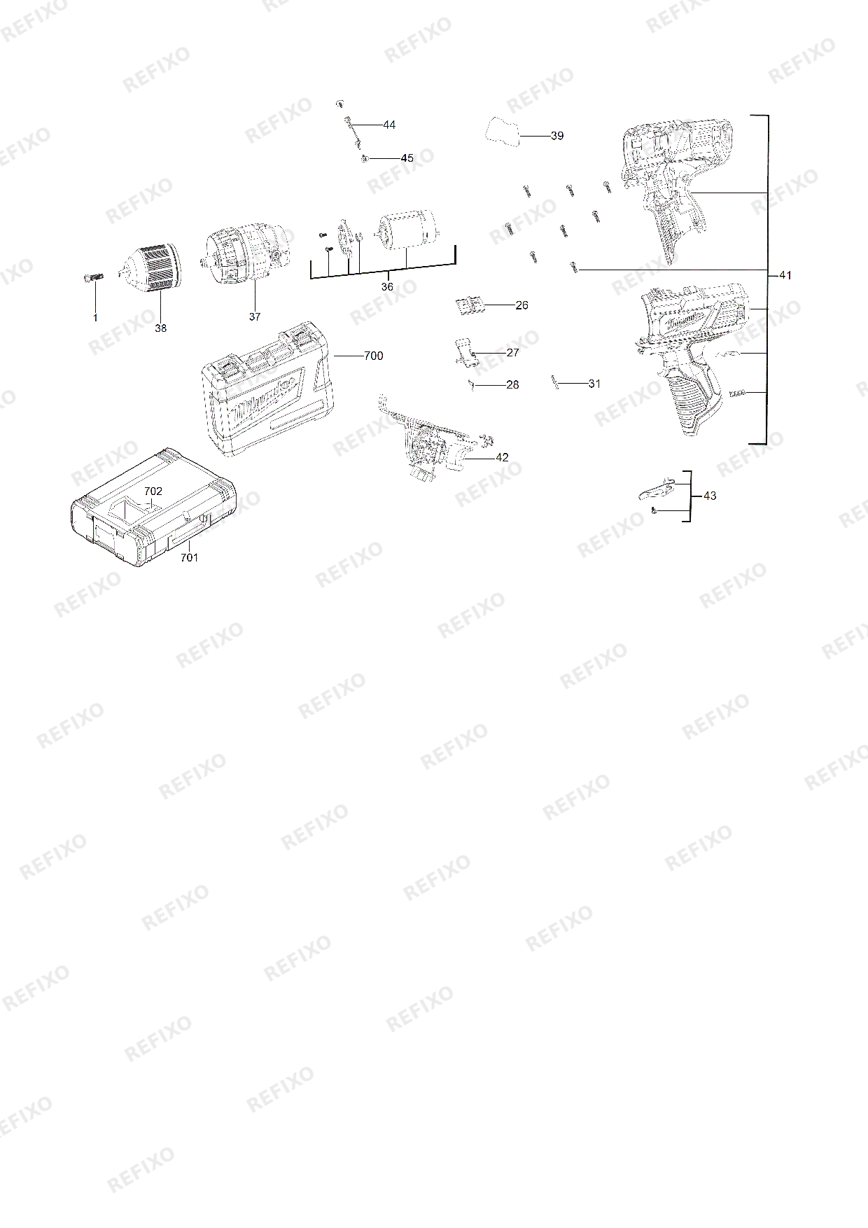 Деталировка MILWAUKEE M12BPD 0 4933441950 4000441941 — схема запчастей в разборе