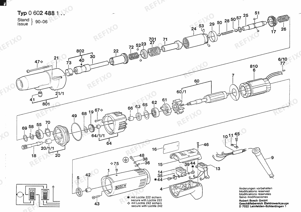 Деталировка Bosch Hf-Abschaltschrauber HSR 48-A (0 602 488 101) — схема запчастей в разборе