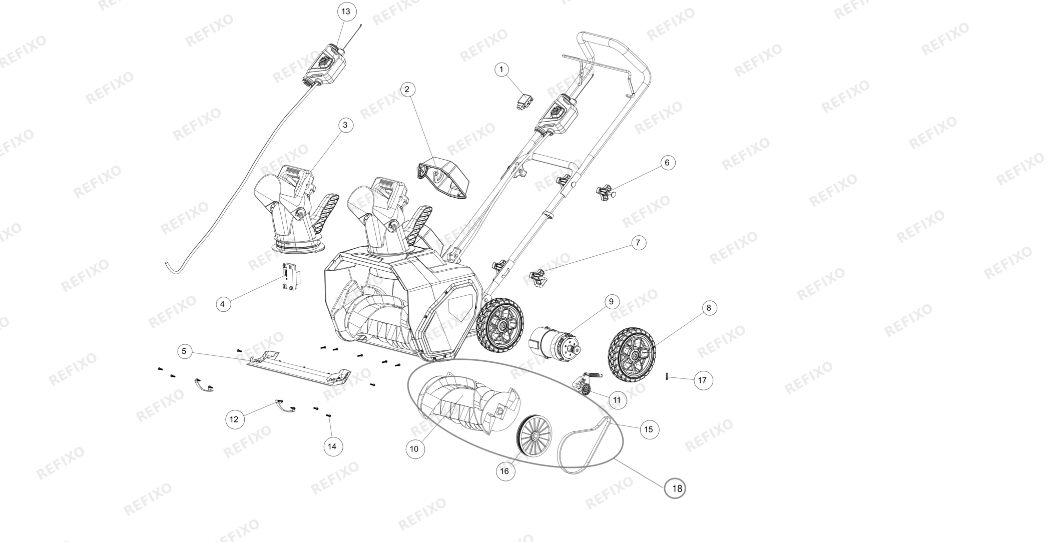 Деталировка Greenworks 2603607RU exploded view — схема запчастей в разборе
