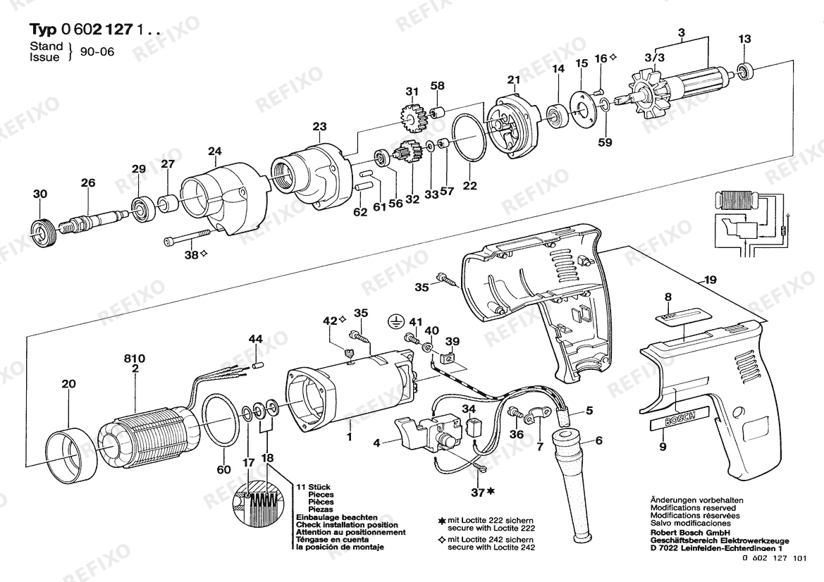 Деталировка Bosch Дрель HF-Bohrmaschin (0 602 127 104) — схема запчастей в разборе