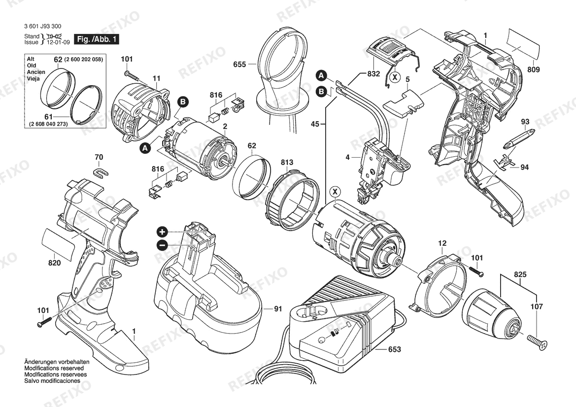 Деталировка Bosch Аккумуляторный -Mittelgriffschrauber GSR 18 VE-2 | 18 V | 001 - EU (3 601 J93 300) — схема запчастей в разборе