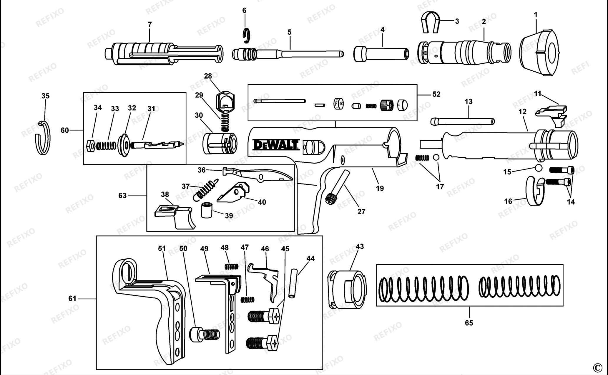 Деталировка DeWalt DDF2120400-XJ TYPE 1 NAILER DDF2120400-XJ DDF2120400 — схема запчастей в разборе
