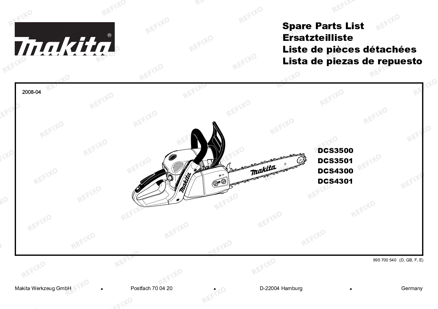 Деталировка MAKITA DCS4301 — схема запчастей в разборе
