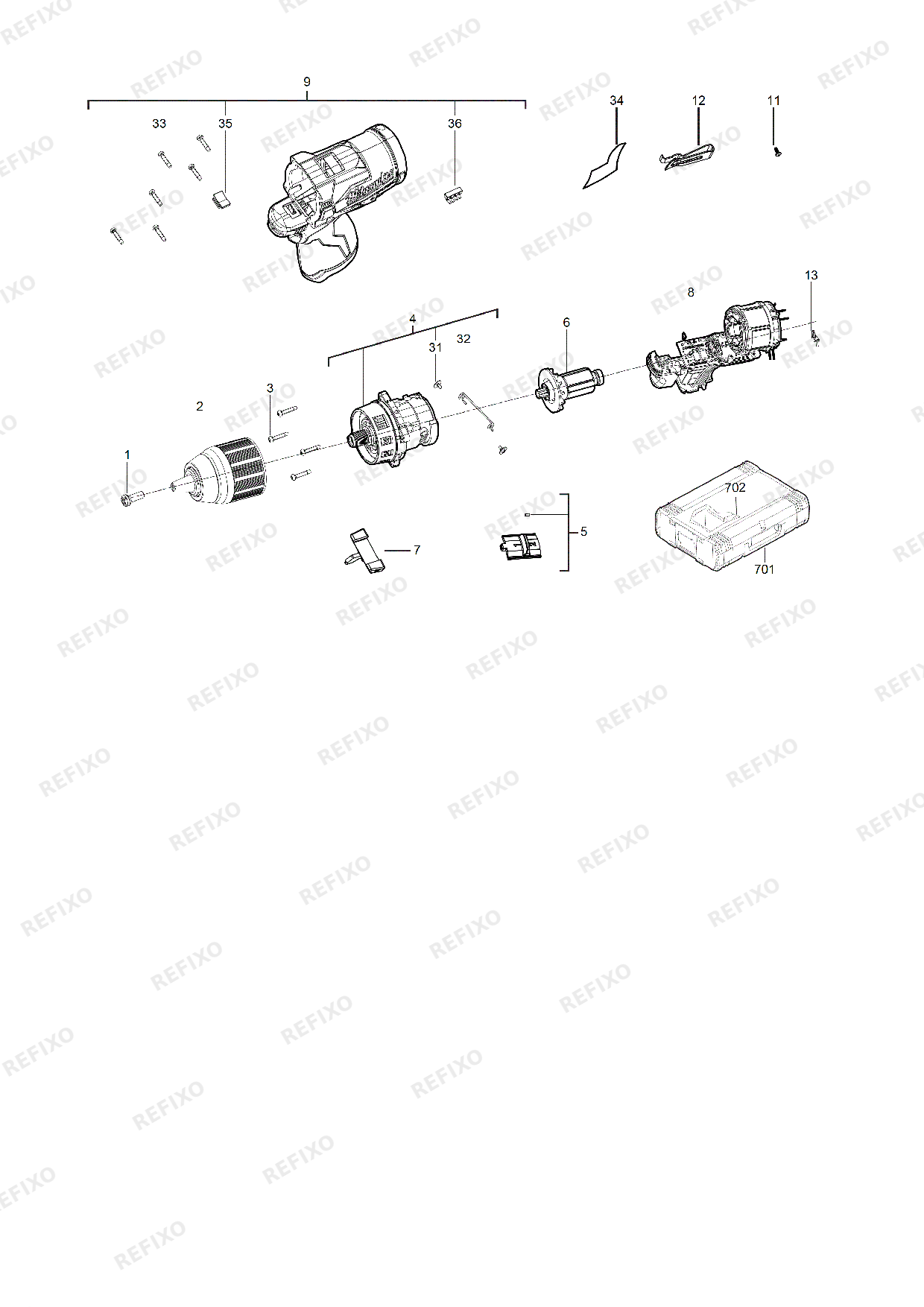 Деталировка MILWAUKEE M12FPD 0 4933459801 4000469673 — схема запчастей в разборе