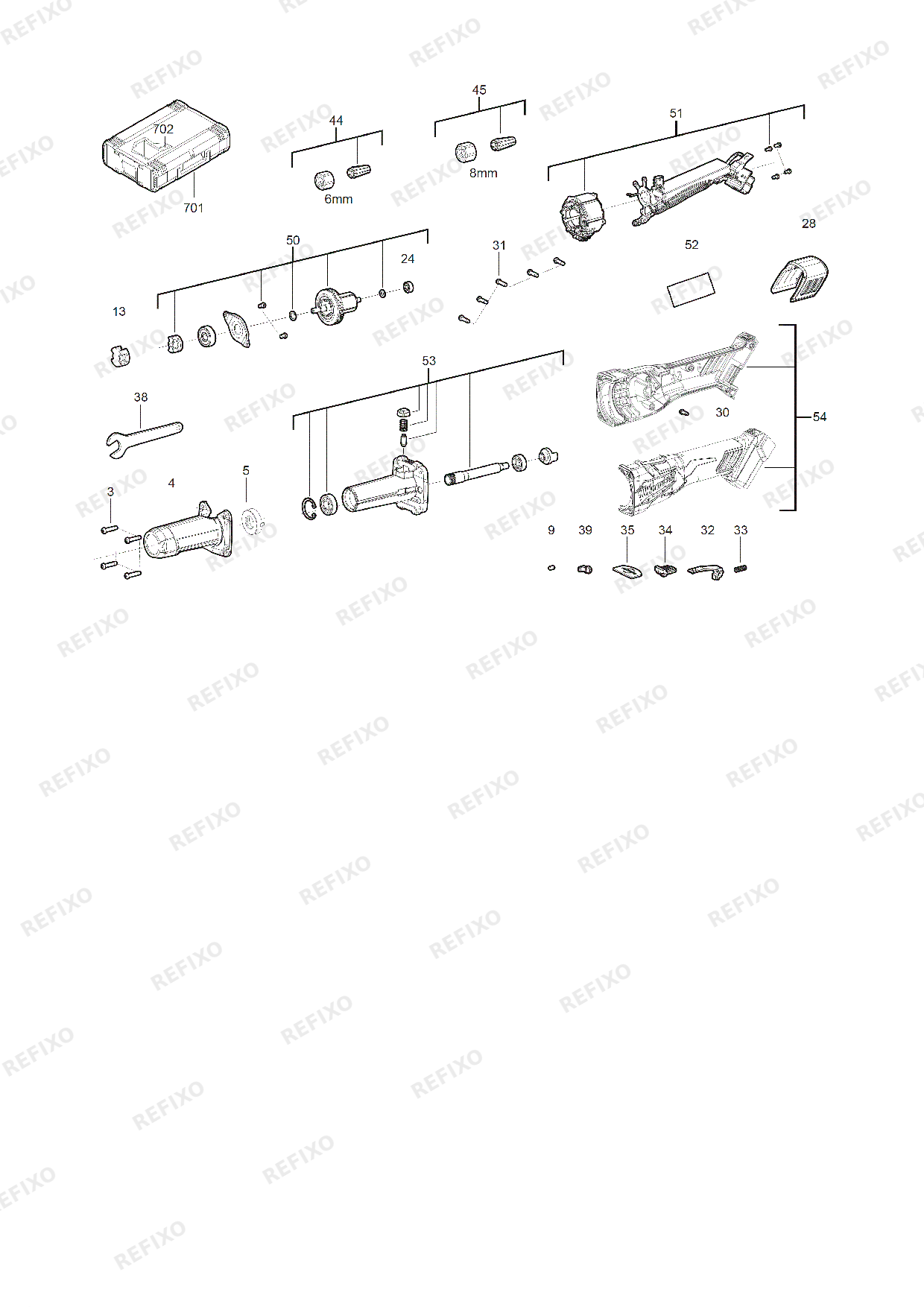 Деталировка MILWAUKEE M18FDGB 502X 4933480954 4000491805 — схема запчастей в разборе