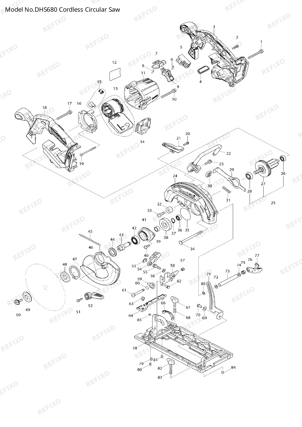 Деталировка MAKITA DHS680 — схема запчастей в разборе
