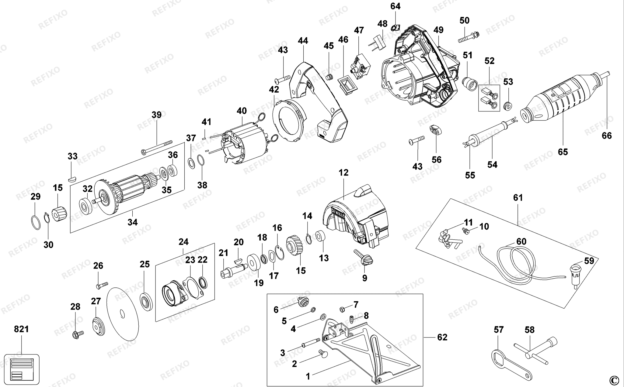 Деталировка DeWalt DWC410-QS TYPE 1 FLIESENSCHNEIDER DWC410-QS DWC410 — схема запчастей в разборе